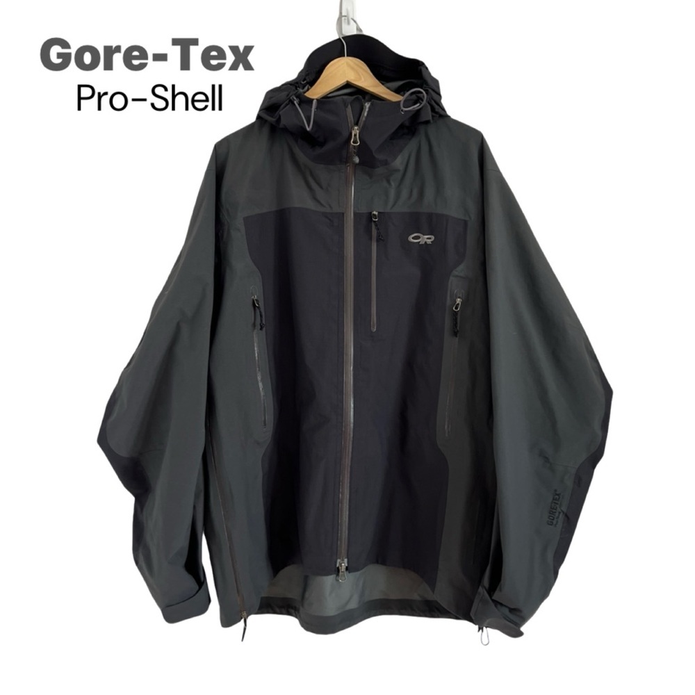 Outdoor Research Snowboarding Black and Grey Hooded Zip-Up Jacket Size Large